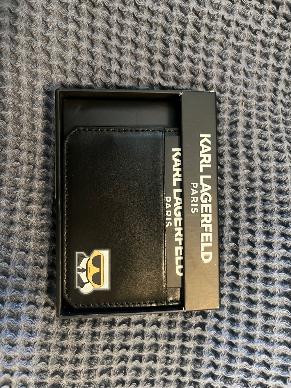 Brand New Karl Lagerfeld Black Logo Card Holder with Silhouette Print